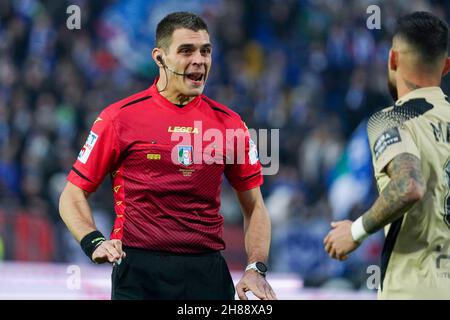 Schiedsrichter Simone Sozza während des Spiels Brescia Calcio gegen AC Pisa, Italien, Fußball Serie B in Brescia, Italien, November 27 2021 Stockfoto