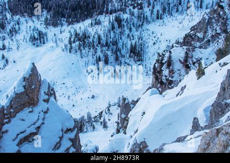 Dolomiten Dolomiti Italien im Winter schöne alpen Winter Berge Cortina d'Ampezzo Faloria Skigebiet Stockfoto