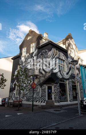 Graffiti auf einem Haus in Reykjavik, island Stockfoto