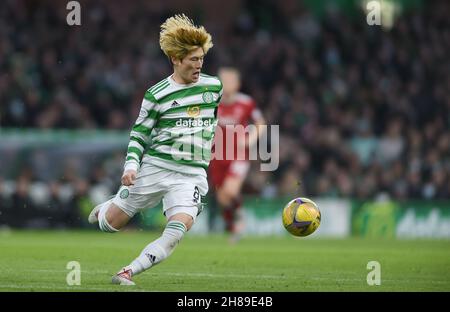 Glasgow, Großbritannien. 28th. November 2021. Kyogo Furuhashi von Celtic während des Spiels der Scottish Premier League im Celtic Park, Glasgow. Bildnachweis sollte lauten: Neil Hanna/Sportimage Kredit: Sportimage/Alamy Live Nachrichten Kredit: Sportimage/Alamy Live Nachrichten Stockfoto