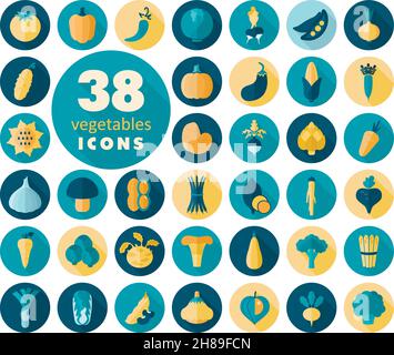 Gemüse flach Symbole gesetzt. Vektorgrafik eps 10 Stock Vektor