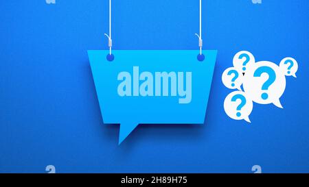 Sprechblase, Fragezeichen und neue Variante Stockfoto
