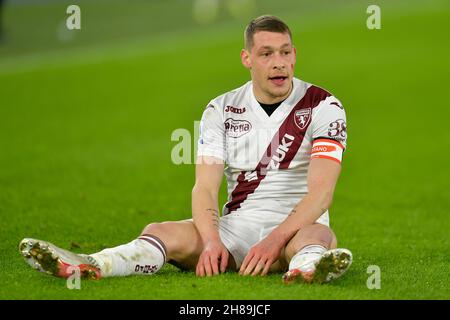 Rom, Italien. 28th. November 2021. Andrea Belotti von Turin Calcio während des Fußballspiels der Serie A zwischen AS Roma und dem FC Turin im Olimpico-Stadion in Rom (Italien), 28th. November 2021. Foto Antonietta Baldassarre/Insidefoto Kredit: Insidefoto srl/Alamy Live News Stockfoto