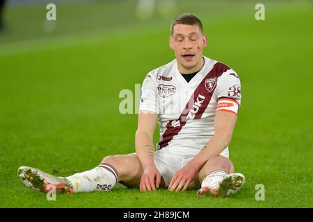 Rom, Italien. 28th. November 2021. Andrea Belotti von Turin Calcio während des Fußballspiels der Serie A zwischen AS Roma und dem FC Turin im Olimpico-Stadion in Rom (Italien), 28th. November 2021. Foto Antonietta Baldassarre/Insidefoto Kredit: Insidefoto srl/Alamy Live News Stockfoto