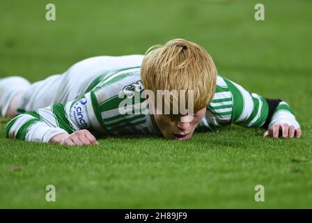 Glasgow, Großbritannien. 28th. November 2021. Kyogo Furuhashi von Celtic während des Spiels der Scottish Premier League im Celtic Park, Glasgow. Bildnachweis sollte lauten: Neil Hanna/Sportimage Kredit: Sportimage/Alamy Live Nachrichten Kredit: Sportimage/Alamy Live Nachrichten Stockfoto