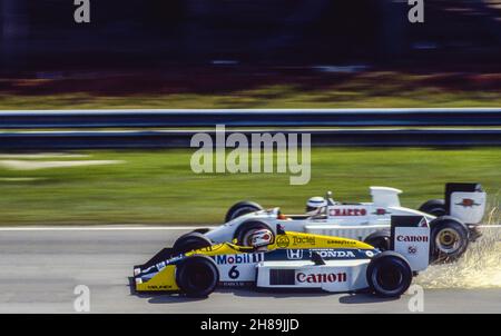 06 Piquet Nelson (BRA), Canon Williams Honda Team, Williams-Honda FW11B überholen 14 Fabre Pascal (Fra), Team El Charro AGS, AGS-Ford JH22, Aktion während des Großen Preises von Brasilien, 1st Runde der FIA Formel-1-Meisterschaft 1987, auf dem Rennstrecke von Jacarepagua, vom 09. Bis 12. April, 1987 in Rio de Janeiro, Brasilien - Foto: Dppi F1/DPPI/LiveMedia Stockfoto