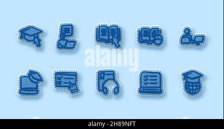 Online lernen Doodle Art Aufkleber Vektor Illustration isoliert Hintergrund Stock Vektor