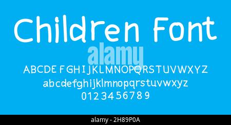 Kinder niedlichen Schriftart Alphabet Vektor Illustration isoliert Hintergrund Stock Vektor