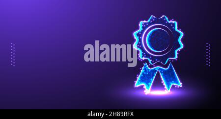 Medaille, Band, Auszeichnung low-poly Drahtgitter Design Vektor Illustration Stock Vektor