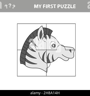Cartoon-Illustration von Bildung-Puzzle-Spiel für Kinder im Vorschulalter mit lustigen Zebra Stock Vektor
