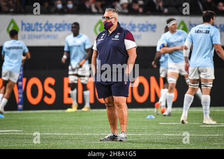 Nanterre, Frankreich, Frankreich. 28th. November 2021. Christophe URIOS von Bordeaux beim TOP 14-Spiel zwischen Racing 92 und Union Bordeaux Begles (UBB) in der Paris La Defense Arena am 28. November 2021 in Nanterre bei Paris, Frankreich. (Bild: © Matthieu Mirville/ZUMA Press Wire) Stockfoto