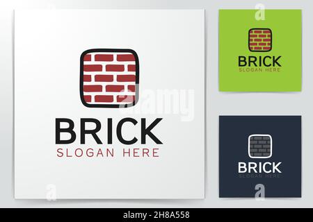 Quadratische rote Backstein Logo Inspiration isoliert auf weißem Hintergrund Stock Vektor