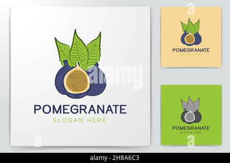 Granatapfel Logo Designs Inspiration, Vektor, Abbildung Stock Vektor