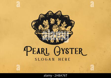 Hand gezeichnet Muscheln, Austern und Meeresfrüchte Logo Design Inspiration auf weißem Hintergrund isoliert Stock Vektor