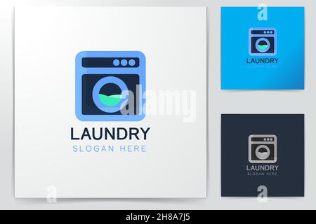 Waschmaschine, Wäsche Logo Inspiration isoliert auf weißem Hintergrund Stock Vektor