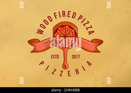 Vintage Holzofen Pizza Logo Designs Inspiration isoliert auf weißem Hintergrund Stock Vektor