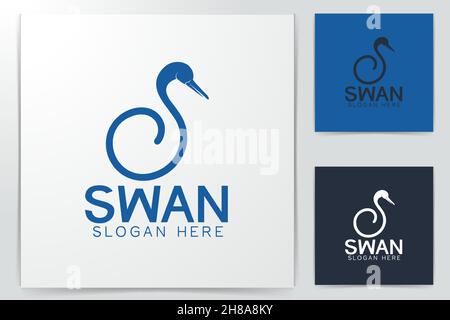 Buchstabe S, Swan Logo Designs Inspiration isoliert auf weißem Hintergrund Stock Vektor