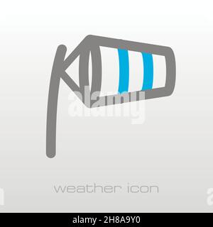 Windsocken durch Wind auf der Start- und Landebahn des Flughafens aufgeblasen. Meteorologie. Wetter. Vektorgrafik eps 10 Stock Vektor