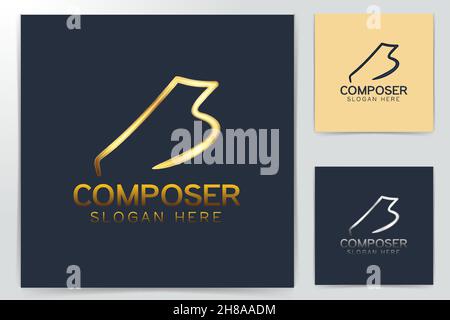 Mono line Piano Logo Designs, Vektor, Abbildung Stock Vektor