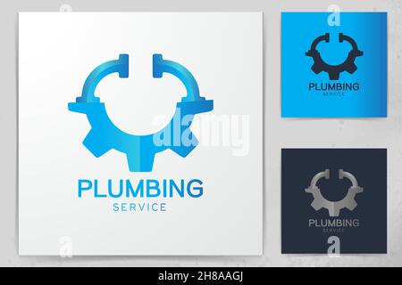 Gang und Rohr, Sanitär Logo Designs Inspiration isoliert auf weißem Hintergrund Stock Vektor