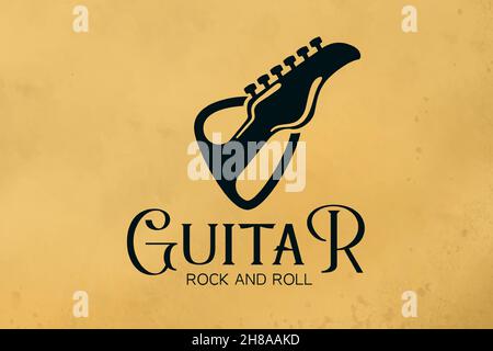 Gitarre, Guitar Pick Logo Designs Stock Vektor