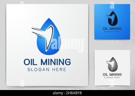 Öl drop Bergbau Logo Designs Inspiration isoliert auf weißem Hintergrund Stock Vektor