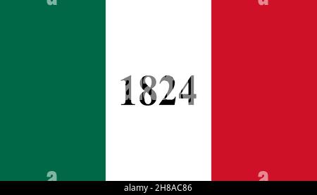 Draufsicht auf die Texas Alamo Flagge, USA Flagge, kein Fahnenmast. Ebene Design Layout Flag Hintergrund Stockfoto