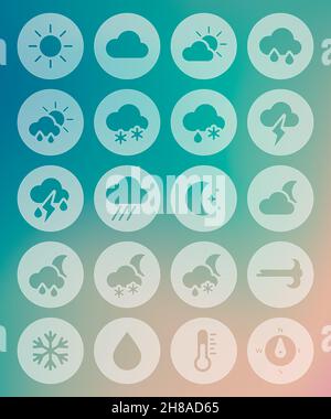 Meteorologie Wetter Transparente Symbole gesetzt, Vektordarstellung eps 10 Stock Vektor
