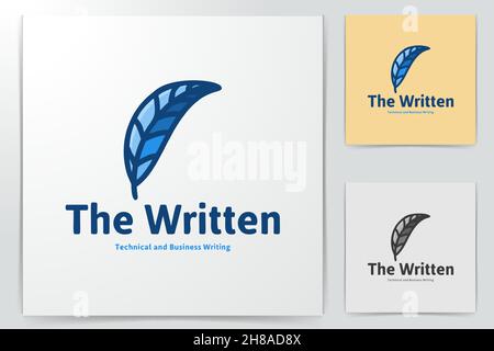 Feather pen geschrieben Logo Design Inspiration auf weißem Hintergrund isoliert Stock Vektor
