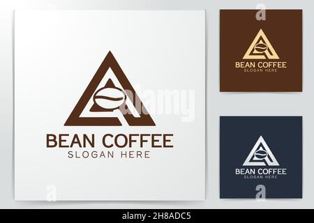 Buchstaben A und Kaffeebohne Logo Designs Inspiration isoliert auf weißem Hintergrund Stock Vektor