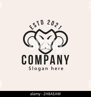 Vintage Hipster Ziegenhorn Logo Design Vektor Illustration isoliert Design-Element Stock Vektor