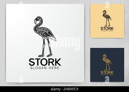Stork, Flamingo Logo Design Inspiration Stock Vektor