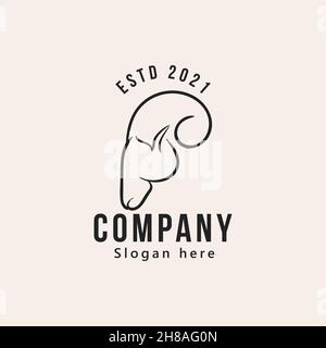 Vintage Hipster Ziegenhorn Logo Design Vektor Illustration isoliert Design-Element Stock Vektor