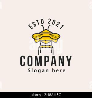 Vintage King Stuhl Logo Design Vektor Illustration isoliert Design Stock Vektor
