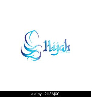 Kreative Ideen mit blauem Hijab-Logo. Inspiration Logo Design. Darstellung Des Vektor-Vorlagenbildes. Isoliert Auf Weißem Hintergrund Stock Vektor