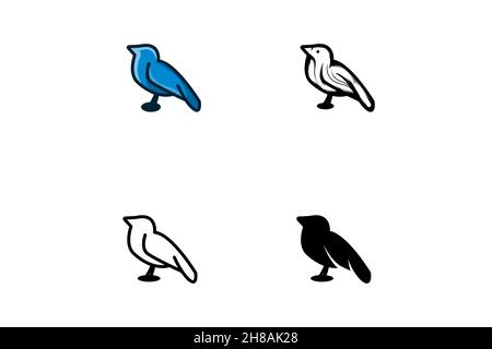 Vogelsymbol auf weißem Hintergrund isoliert einstellen Stock Vektor