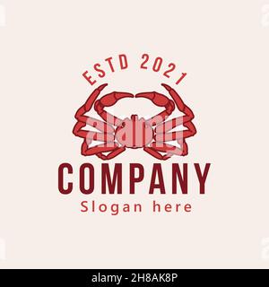 Vintage Krabbe Meeresfrüchte Logo Design Vektor Illustration isoliert Design-Element Stock Vektor