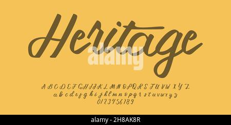 Vintage Script Alphabet Schriftart Vektor Illustration isoliert Hintergrund Stock Vektor