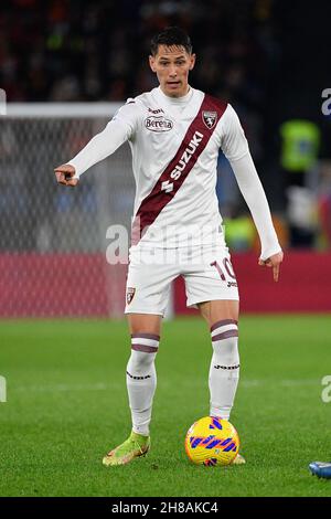 Rom, Italien. 28th. November 2021. Sasa Lukic (FC Turin) während der Italienischen Fußball-Liga Ein 2021/2022-Match zwischen AS Roma und FC Turin am 28. November 2021 im Olympiastadion in Rom. Kredit: Unabhängige Fotoagentur/Alamy Live Nachrichten Stockfoto