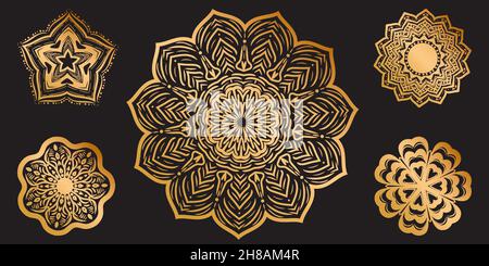 Golden Set Luxus arabeskes Mandala Stock Vektor