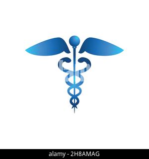 Caduceus Gesundheitssymbol Asclepius's Wand Logo Ideen. Inspiration Logo Design. Darstellung Des Vektor-Vorlagenbildes. Isoliert Auf Weißem Hintergrund Stock Vektor