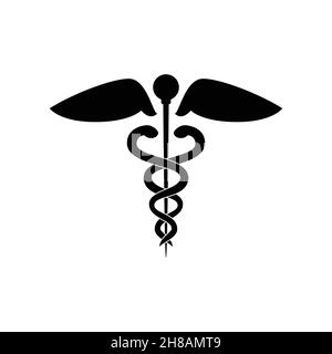 Caduceus Gesundheitssymbol Asclepius's Wand Logo Ideen. Inspiration Logo Design. Darstellung Des Vektor-Vorlagenbildes. Isoliert Auf Weißem Hintergrund Stock Vektor