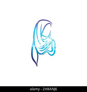 Kreative Ideen mit blauem Hijab-Logo. Inspiration Logo Design. Darstellung Des Vektor-Vorlagenbildes. Isoliert Auf Weißem Hintergrund Stock Vektor