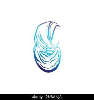 Kreative Ideen mit blauem Hijab-Logo. Inspiration Logo Design. Darstellung Des Vektor-Vorlagenbildes. Isoliert Auf Weißem Hintergrund Stock Vektor