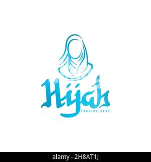 Kreative Ideen mit blauem Hijab-Logo. Inspiration Logo Design. Darstellung Des Vektor-Vorlagenbildes. Isoliert Auf Weißem Hintergrund Stock Vektor