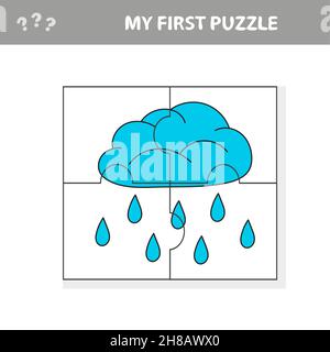 Puzzle. Regen Wolke im Cartoon-Stil, Bildung Spiel für die Entwicklung von Kindern im Vorschulalter, Vektor-Illustration. Mein erstes Rätsel Stock Vektor
