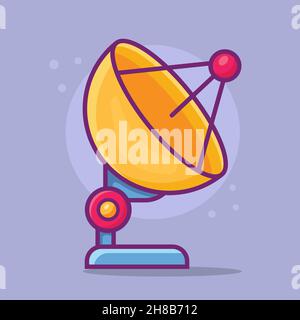 Satellitenantenne isolierte Cartoon-Vektor-Illustration in flachem Stil Stock Vektor