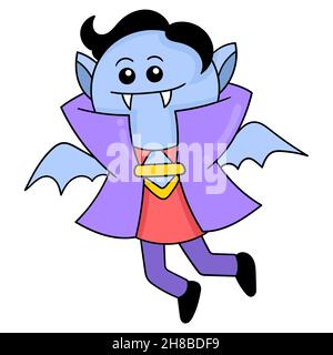 Halloween Nacht fliegenden Vampir, Vektor-Illustration Kunst. Doodle Symbol Bild kawaii. Stock Vektor