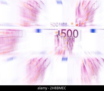 Balken von einer 500 Euro-Rechnung Stockfoto