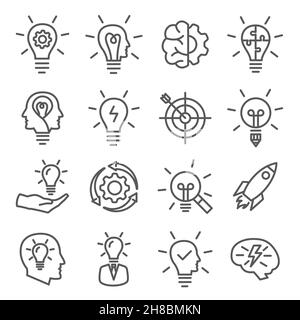 Symbole der Innovationslinie auf weißem Hintergrund Stock Vektor